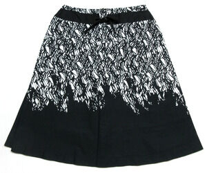 APOSTROPHE Womens 8 Abstract-Print Lined A-Line Black-White Knee-Length Skirt